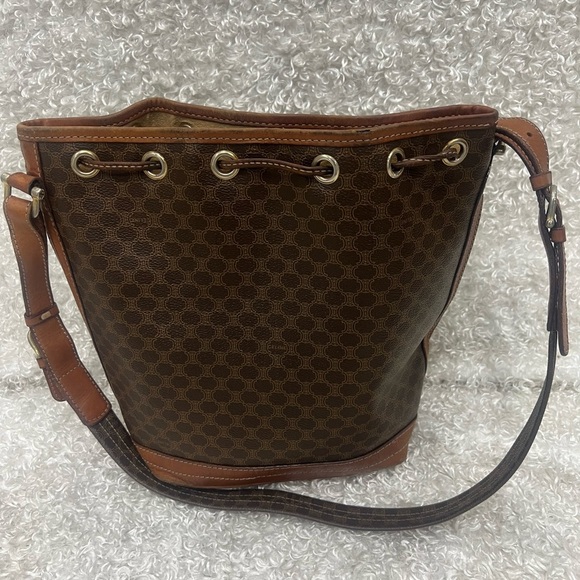 Celine Drawstring Macadam Triomphe Bucket Bag Leather - Picture 5 of 16